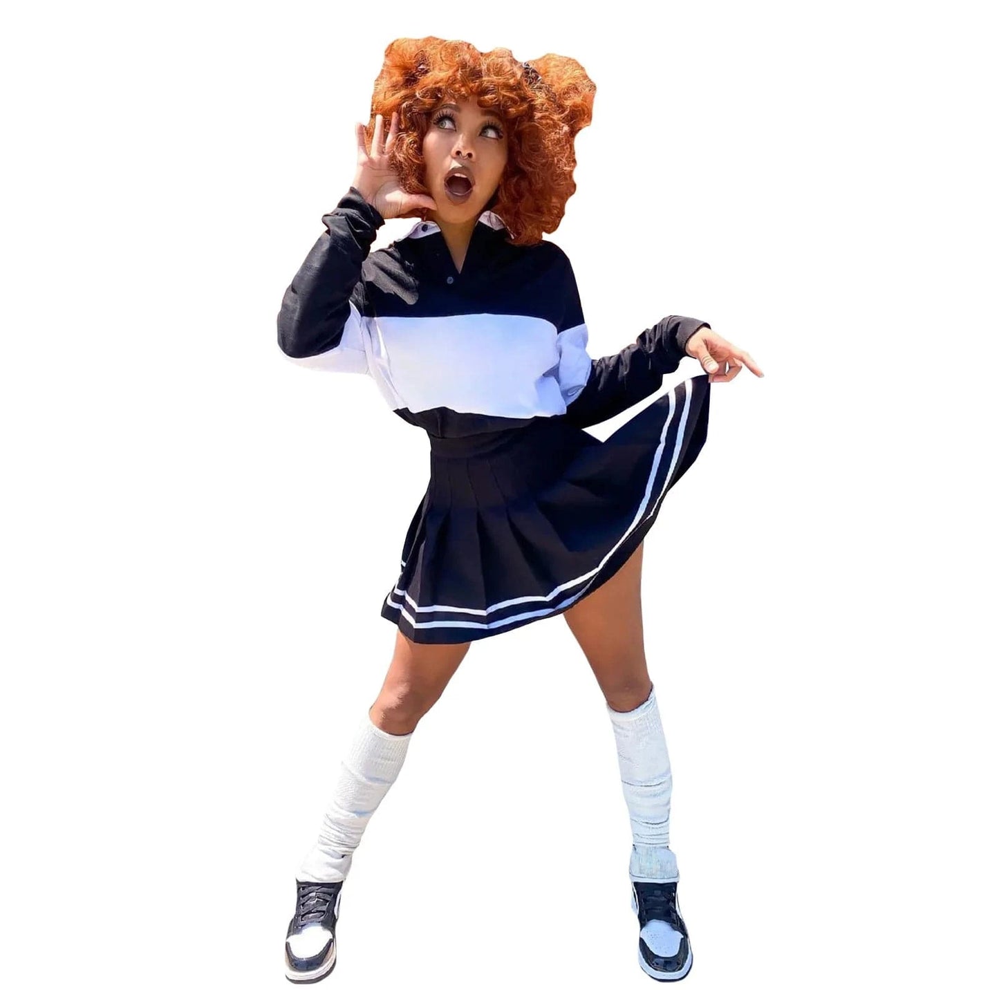 2 XL / Black Women Skirt Sets Two Piece Outfits Clothing 2 Piece Pleated Hoodie Skirt Long Sleeve Set Basketball Mini Dress Skirt Set