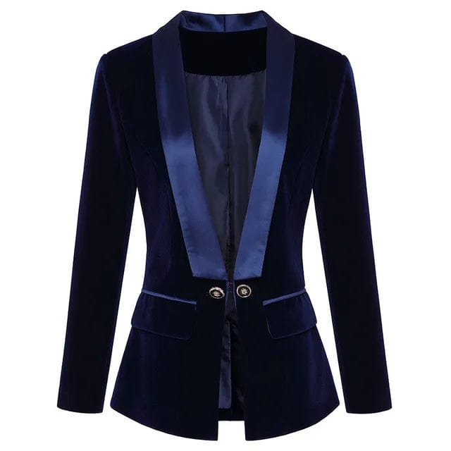 2 XL / Blue S-3XL Elegant solid color suit jacket Slimming velvet suit top