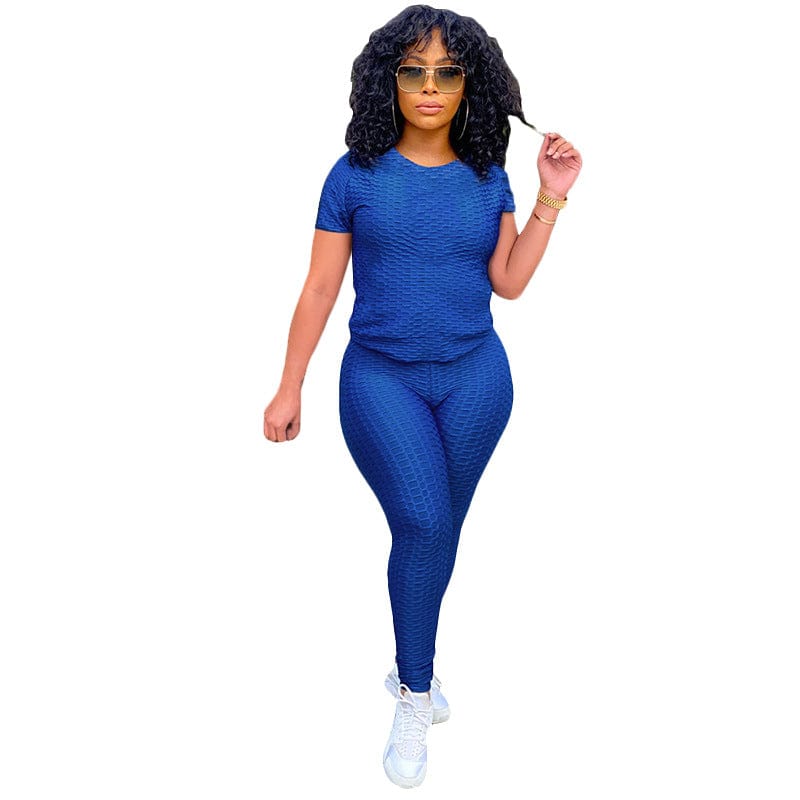 2 XL / Blue Summer 2022 Women Nylon Spandex Stretchy Sweatsuit Fitness Yoga Set Sports Wear Tracksuit Sweatpants 2 Piece Sweat Suits xs