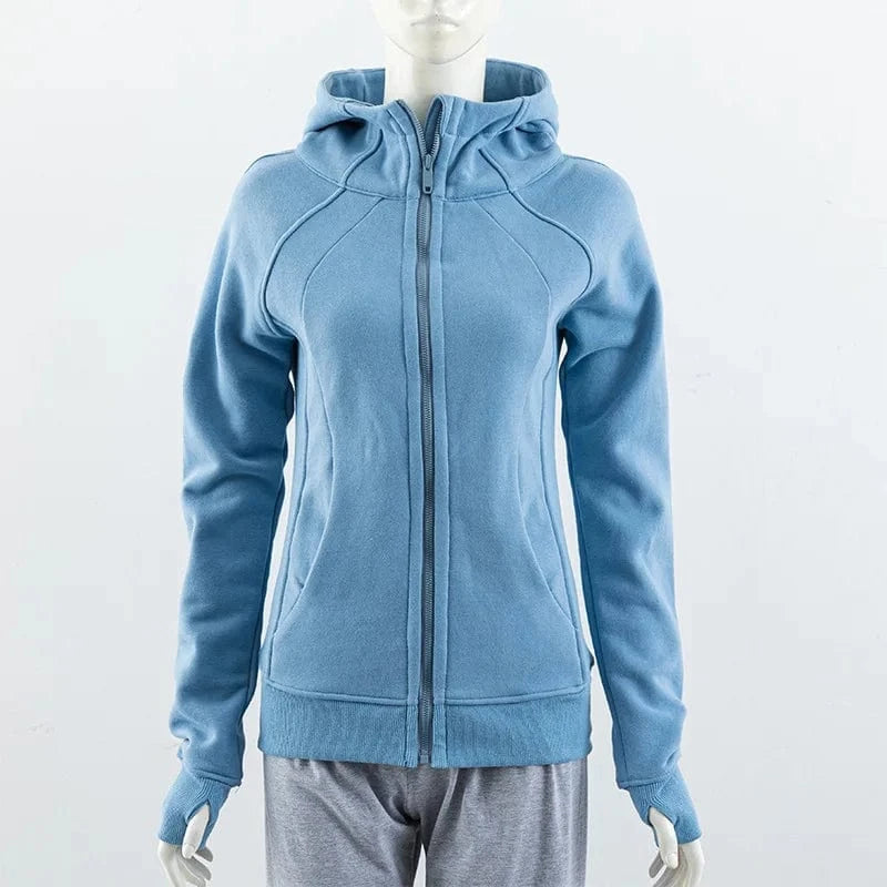 2 XL / Blue Sweat Manufacture jumpers Gym Custom logo Workout women raglan seam sleeve Slim Fully Zip Up hoodies