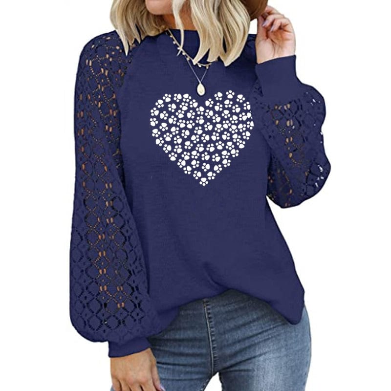 2 XL / Blue Women's Blouses dog paw faith Fashion Design custom made Loose Soild Color Summer Shirt Blouse  ladies' blouses