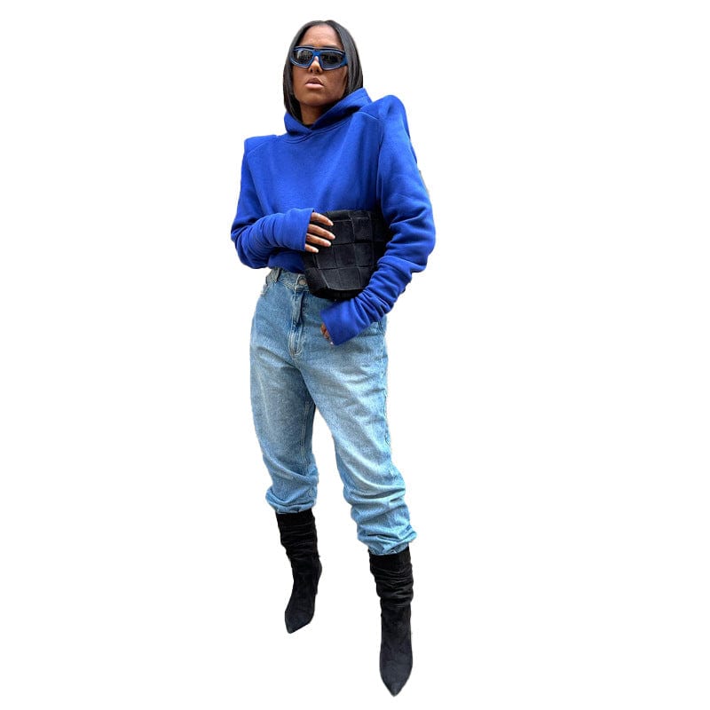 2 XL / Blue Y2K Women Hoodies Streetwear Simple Hoodie  Solid  Casual Sweater Women Clothing Winter Long Sweater with Pocket