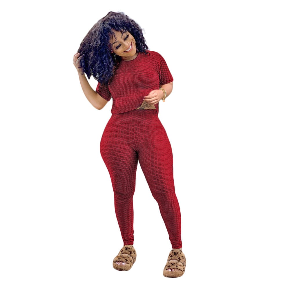 2 XL / Burgundy Summer 2022 Women Nylon Spandex Stretchy Sweatsuit Fitness Yoga Set Sports Wear Tracksuit Sweatpants 2 Piece Sweat Suits xs