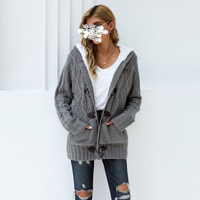 2 XL / Gray Winter Thicken Warm Knitted Cardigan Female Casual Sweater Jacket Loose Outerwear Pockets Knitwear Coat Sweaters Women Stylish