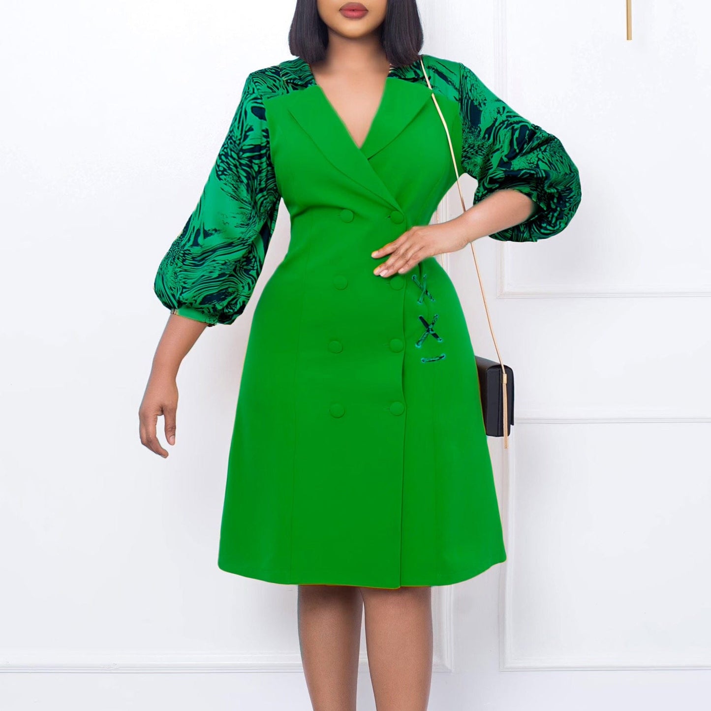 2 XL / green 2022 Autumn And Winter Woman Clothes Sexy Office Womens Collar Suit Dress Plus Size Long Sleeve Blazer Dress Women Lady Elegant