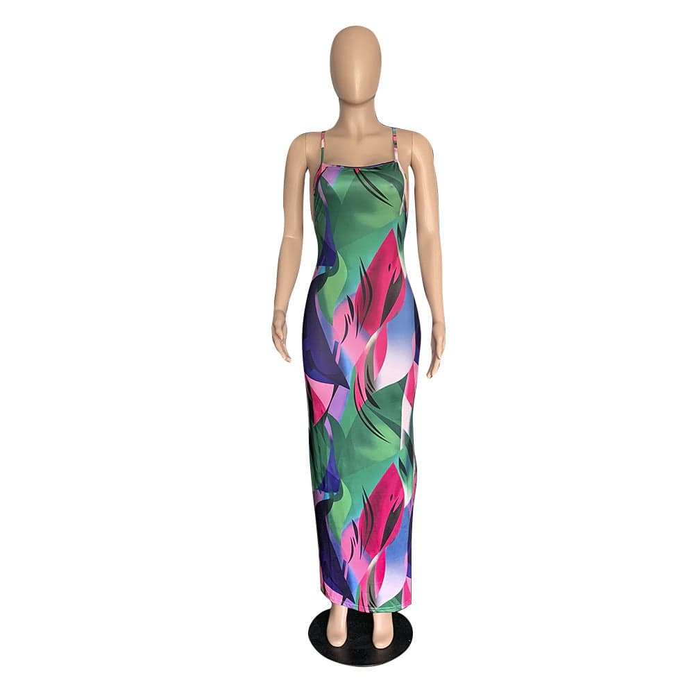 2 XL / green Factory 2023 NEW Women's Casual Sexy Summer Stripe Bodycon Long Maxi Dresses Floor Length Sleeveless Plus Size Sundresses