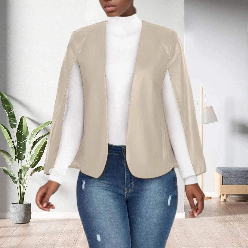 2 XL / Khaki 91129-MX70 latest PU black cloak jackets sehe fashion for women