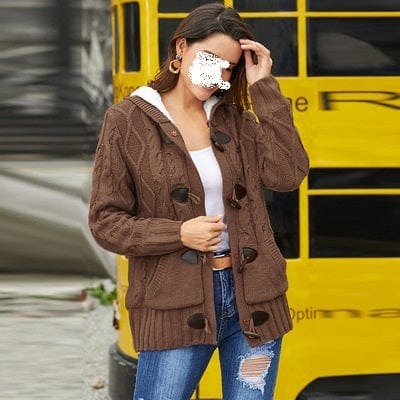 2 XL / khaki Winter Thicken Warm Knitted Cardigan Female Casual Sweater Jacket Loose Outerwear Pockets Knitwear Coat Sweaters Women Stylish