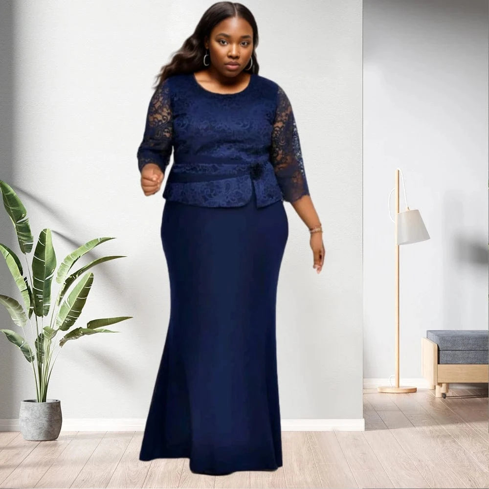 2 XL / pic 2 91031-MX26 wholesale elegant lace maxi dresses for sehe fashion women