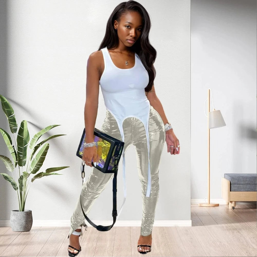 2 XL / pic 5 20810-MX50 special leather split reflective pants women sehe fashion