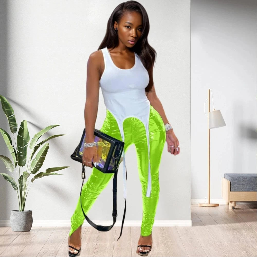 2 XL / pic 6 20810-MX50 special leather split reflective pants women sehe fashion