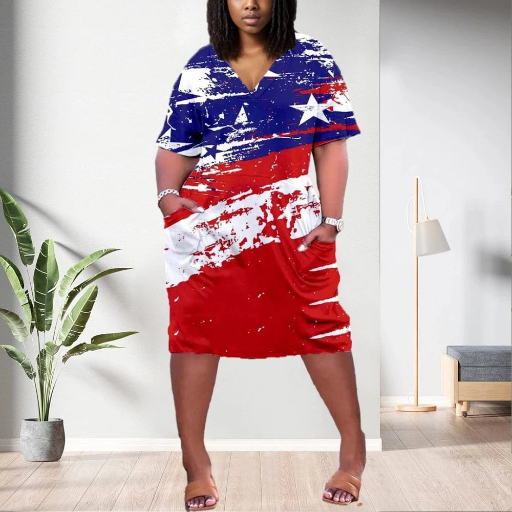 2 XL / pic16 D1202ME17 2023 New Design Digital Printing Avatar Commuter Midi V Neck Long Sleeved Dress Sehe Fashion