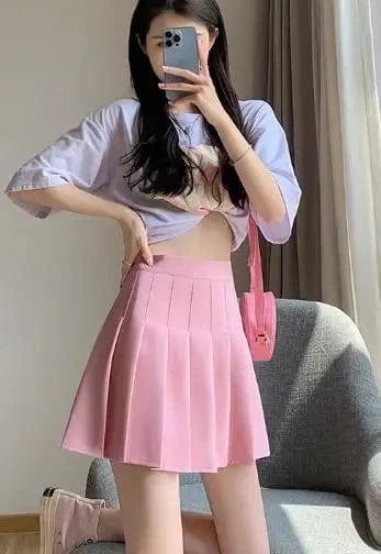 2 XL / Pink 2024 Pleated Skirt Women's Summer white Skirt day High waist slimming New JK plaid large size A word skirt