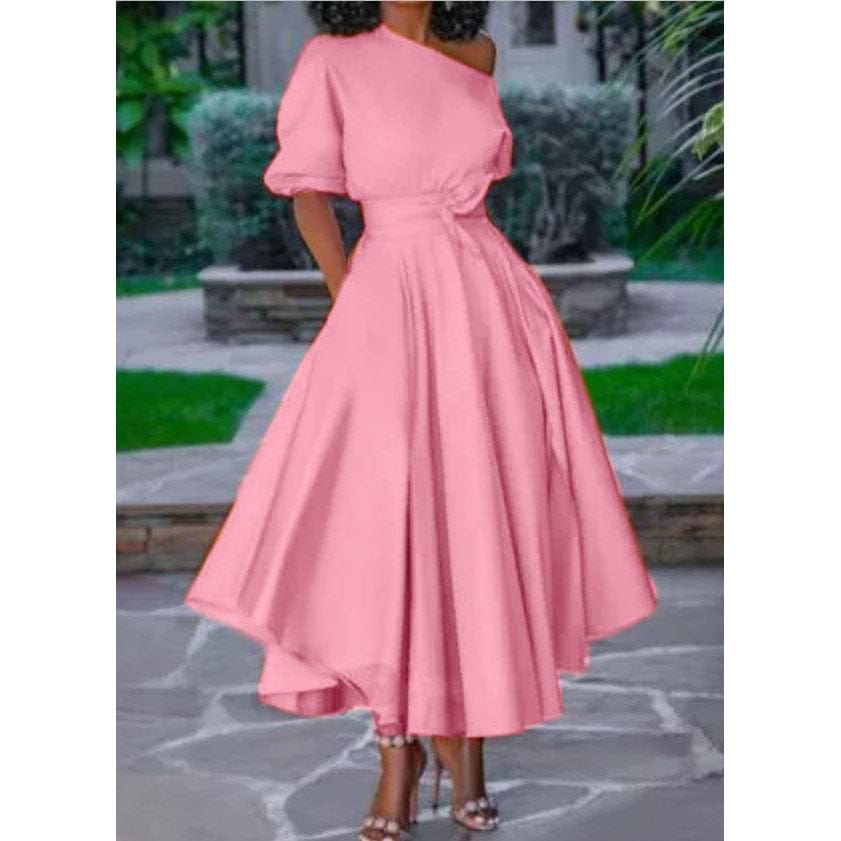 2 XL / Pink fashion wholesale  Sleeve ladies dress for women clothing  custom logo casual dresses women