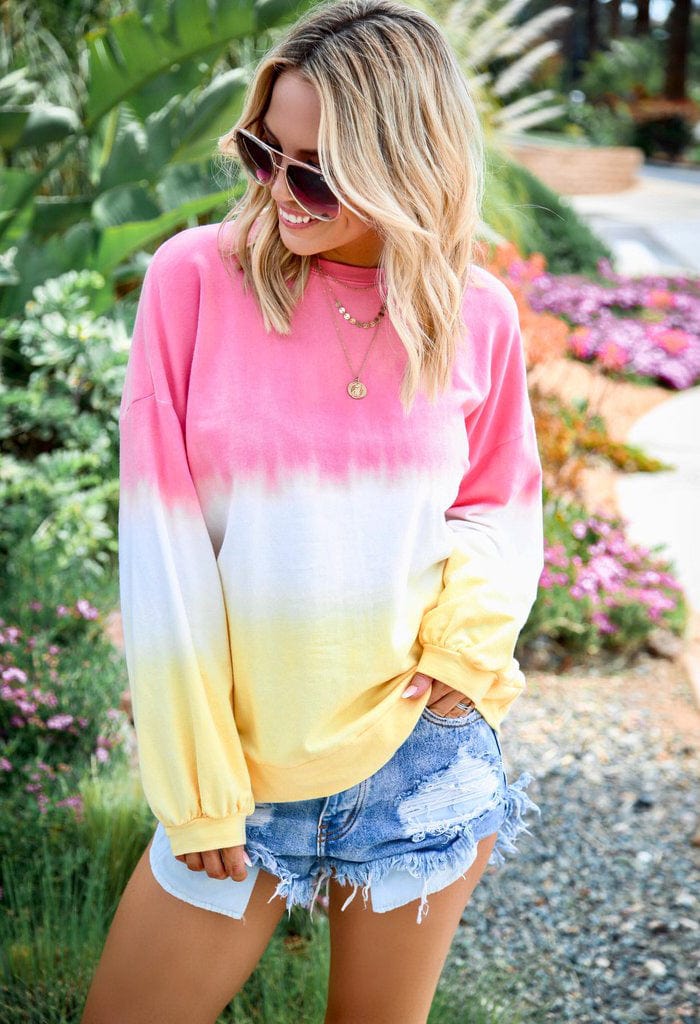 2 XL / Pink Long sleeved hooded sweater womens gradient color T shirt hoodies