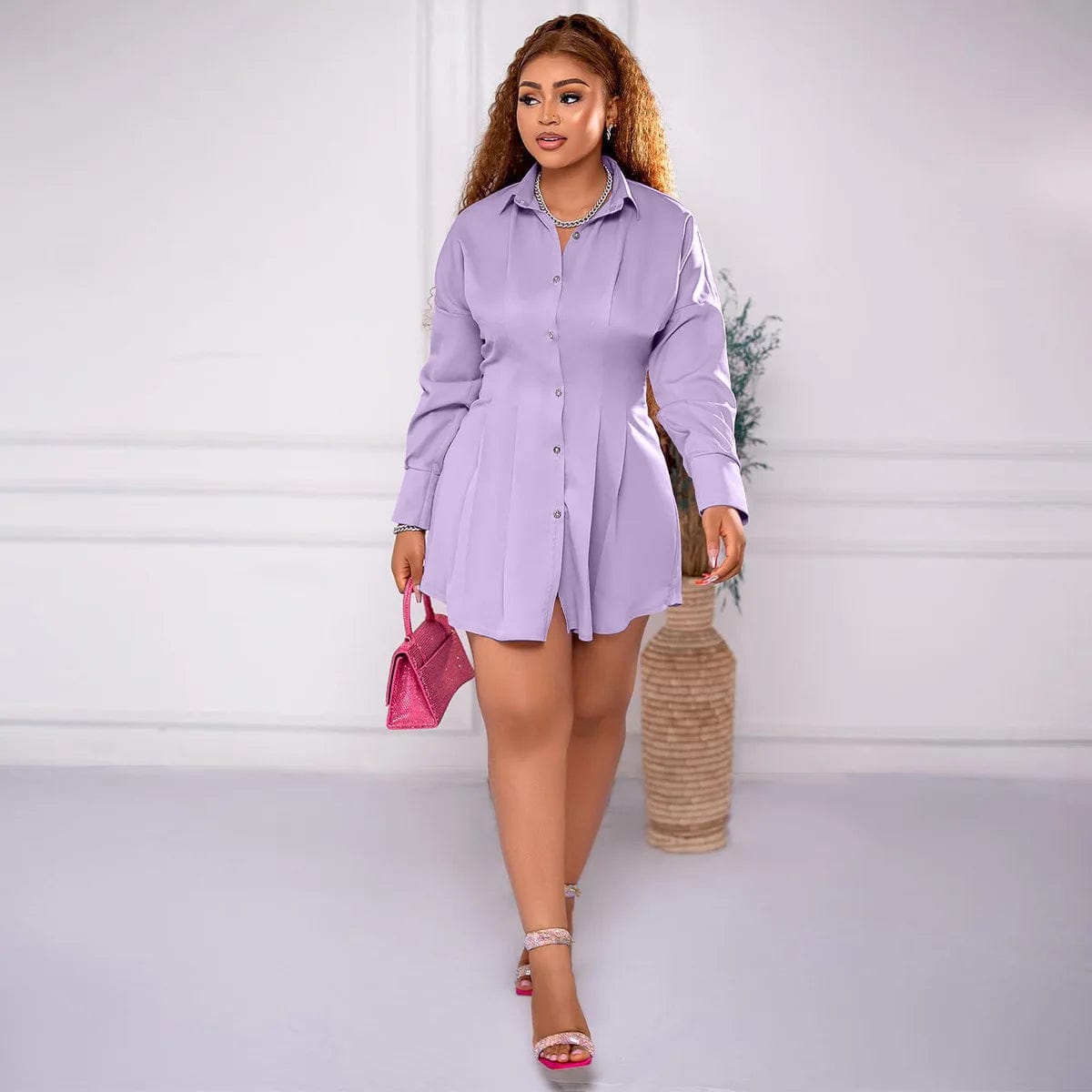 2 XL / Purple Fall 2023 New Sexy Women Dresses Casual Lantern Sleeve Tunic Waist Long Sleeved Above Knee Mini Modest Tshirt Dress
