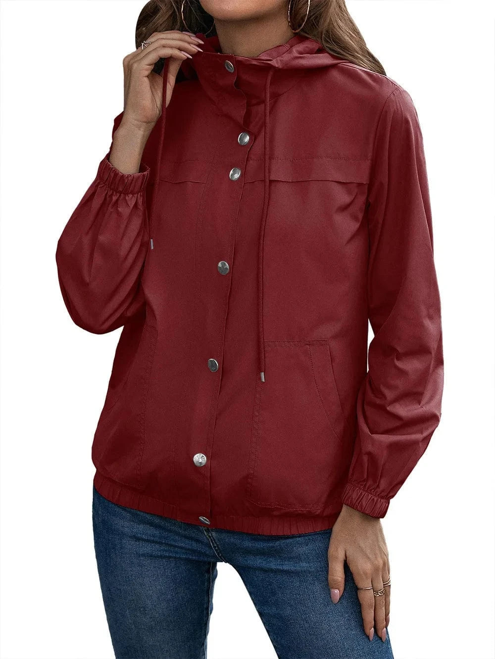 2 XL / Red 2024 Hooded Outdoor Fashion Sports Mountaineering Suit Windbreaker Jackets Waterproof Coat Jackets Rushing Suits for Women