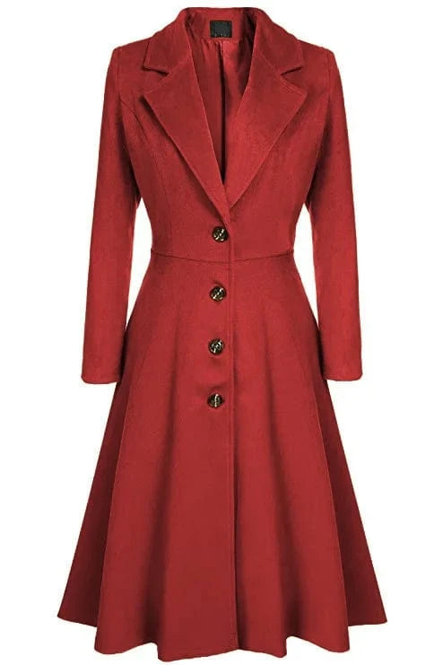 2 XL / Red Autumn and Winter New Women's Woolen coat Long sleeve Fashion Casual windbreaker Woolen coat For women