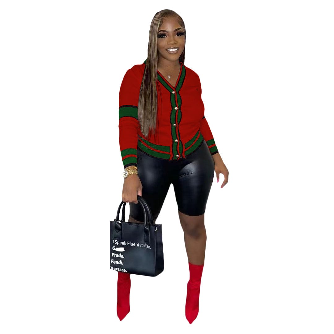 2 XL / Red C1103TA93 New Arrival Contrast Color Casual Single Breasted Women Coats Sehe Fashion