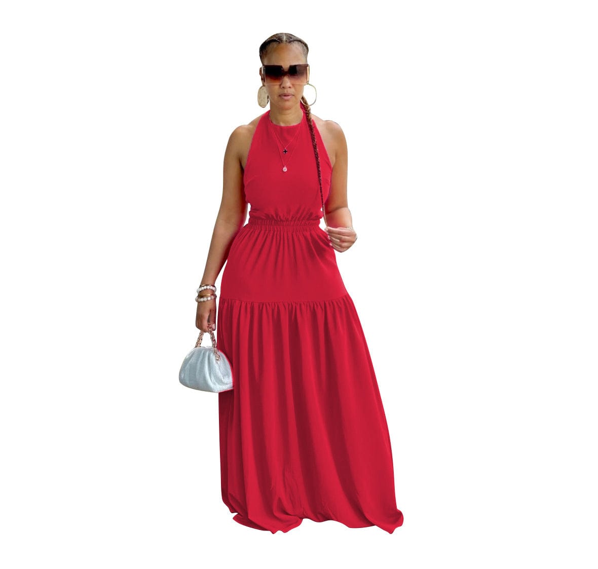 2 XL / Red Quality Casual Sleeveless Backless Elegant Maxi Dress