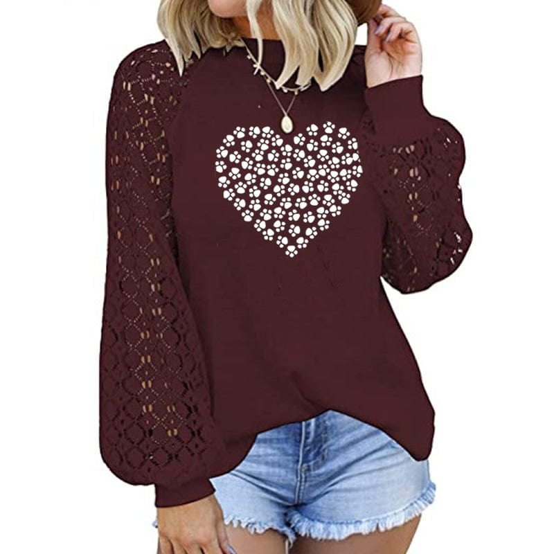 2 XL / Red Women's Blouses dog paw faith Fashion Design custom made Loose Soild Color Summer Shirt Blouse  ladies' blouses