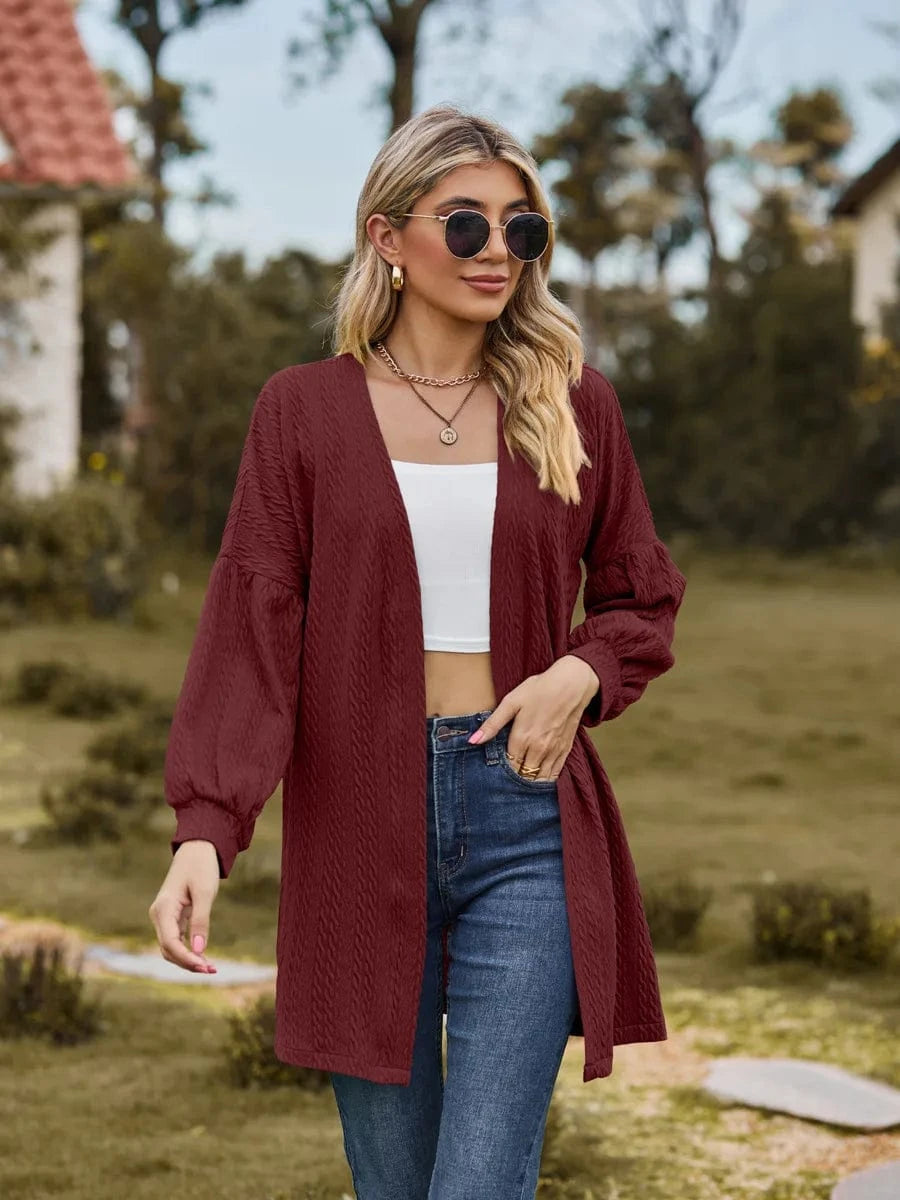 2 XL / Rose Madder 2023 European and American Autumn and Winter New long sleeve Solid color Loose cardigan Top Women's Knitted coat