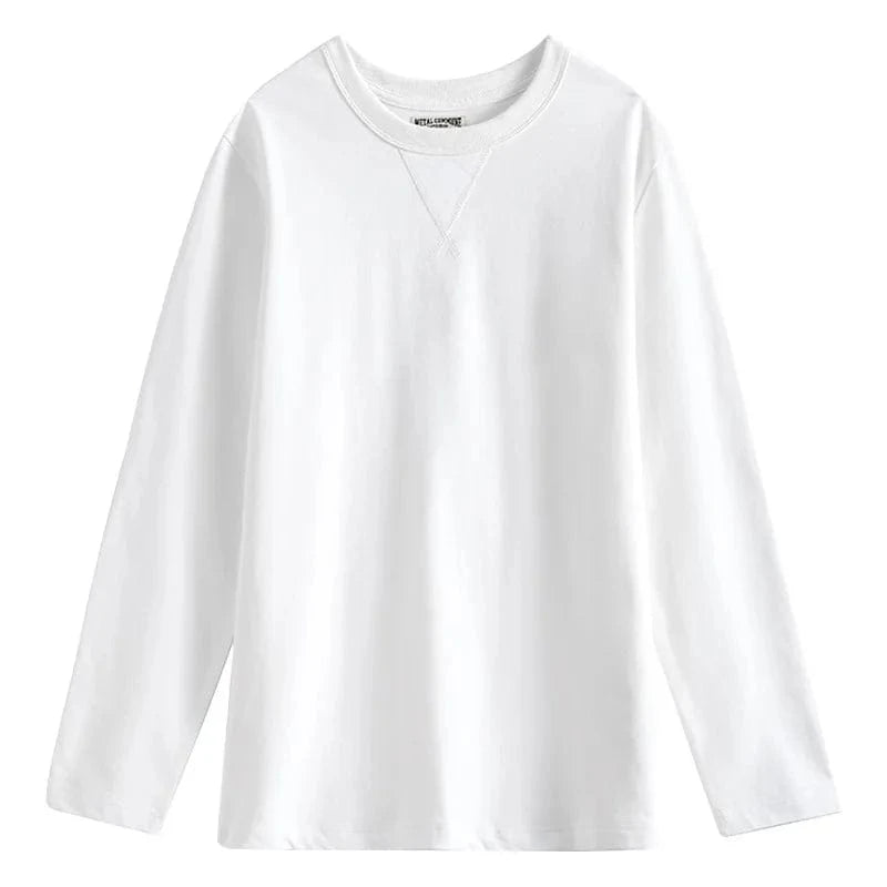 2 XL / White High Quality Heavy Weight 270GSM 100 Cotton Regular Casual Long Sleeve Triangle O Neck 3XL Plus Size Men Shirt