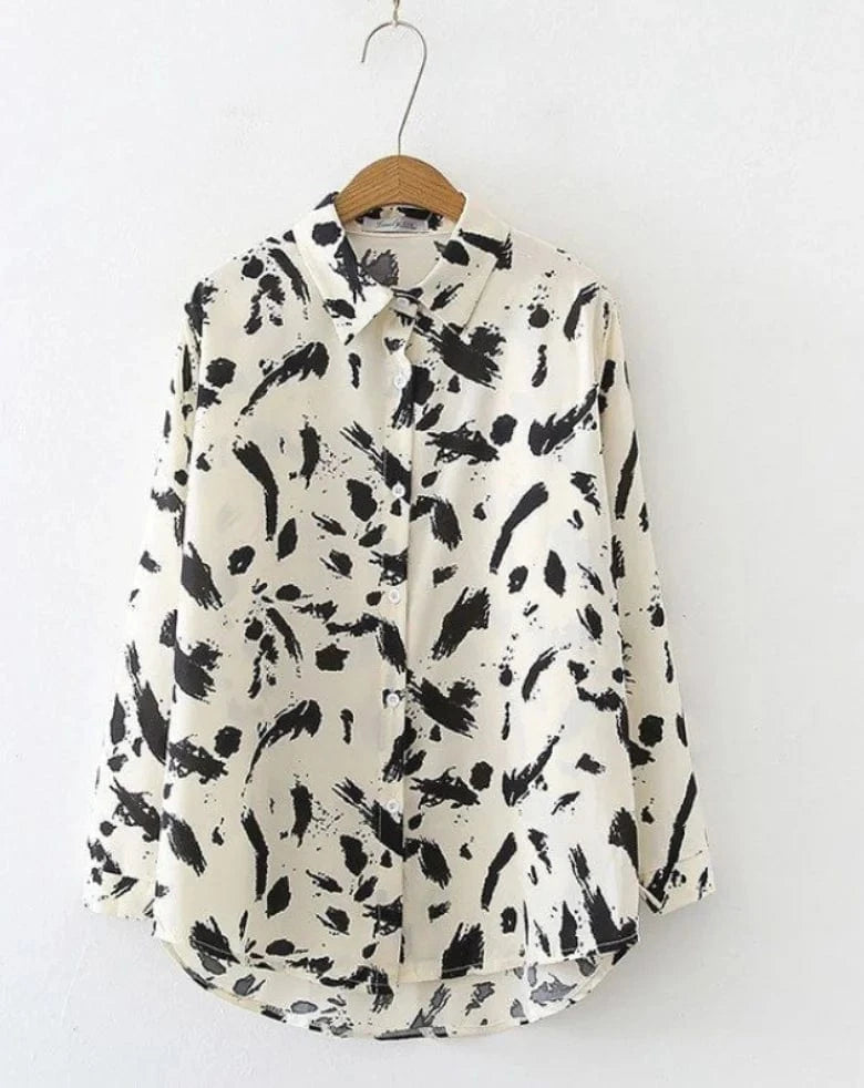 2 XL / White Liu Ming Fashion 2024 Spring Autumn Women Vintage Printed Long Sleeve Buttons Blouse Casual Shirt