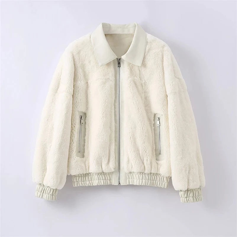 2 XL / White Pudi Women Real Rabbit Fur Jacket Coat Female Winter New Genuine Leather Parka Jackets CT135
