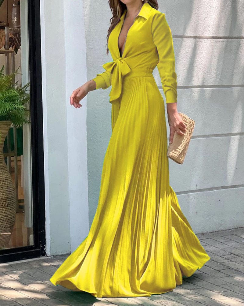 2 XL / Yellow Women's clothing new fashion V neck long sleeve lapel top ladies loose wide leg pants women one piece jumpsuits