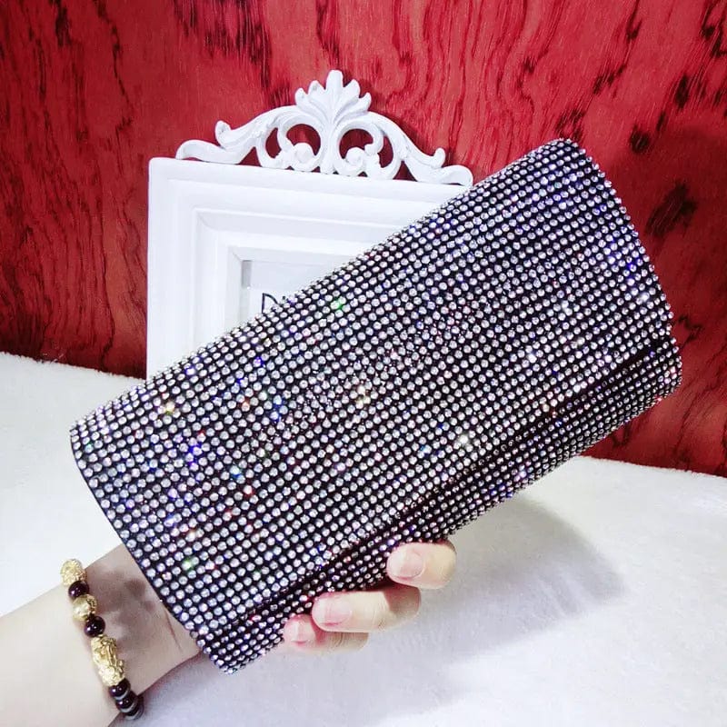 20*10*5cm / black European and American Ladies Shiny Diamond Women's Dress Handbag Handbag Shoulder Slant Clutch Dinner  Evening Bag