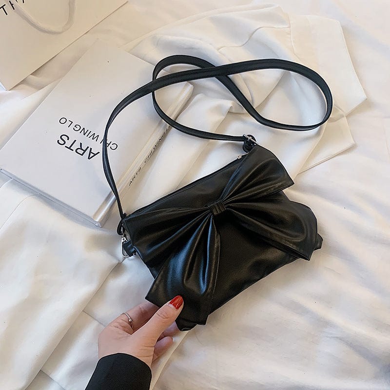20*12*4cm / black new style female custom bownot personality one shoulder messenger mini bags  women soild color handbags