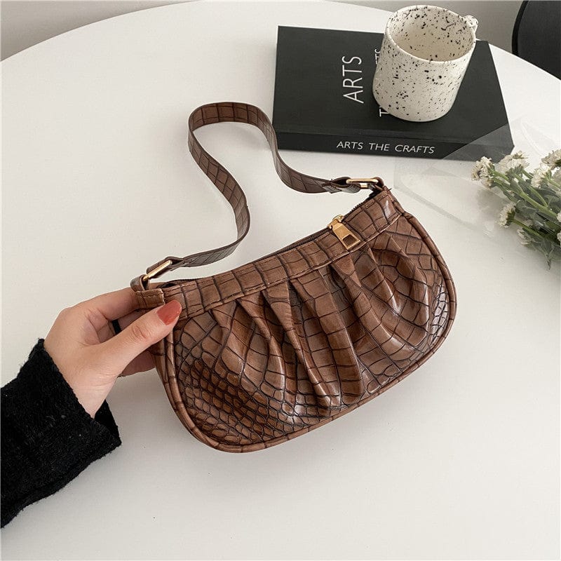 20.5*12*5.5cm / brown Alligator Pattern Handbag Totes Women Leather Female Underarm Shoulder Bag