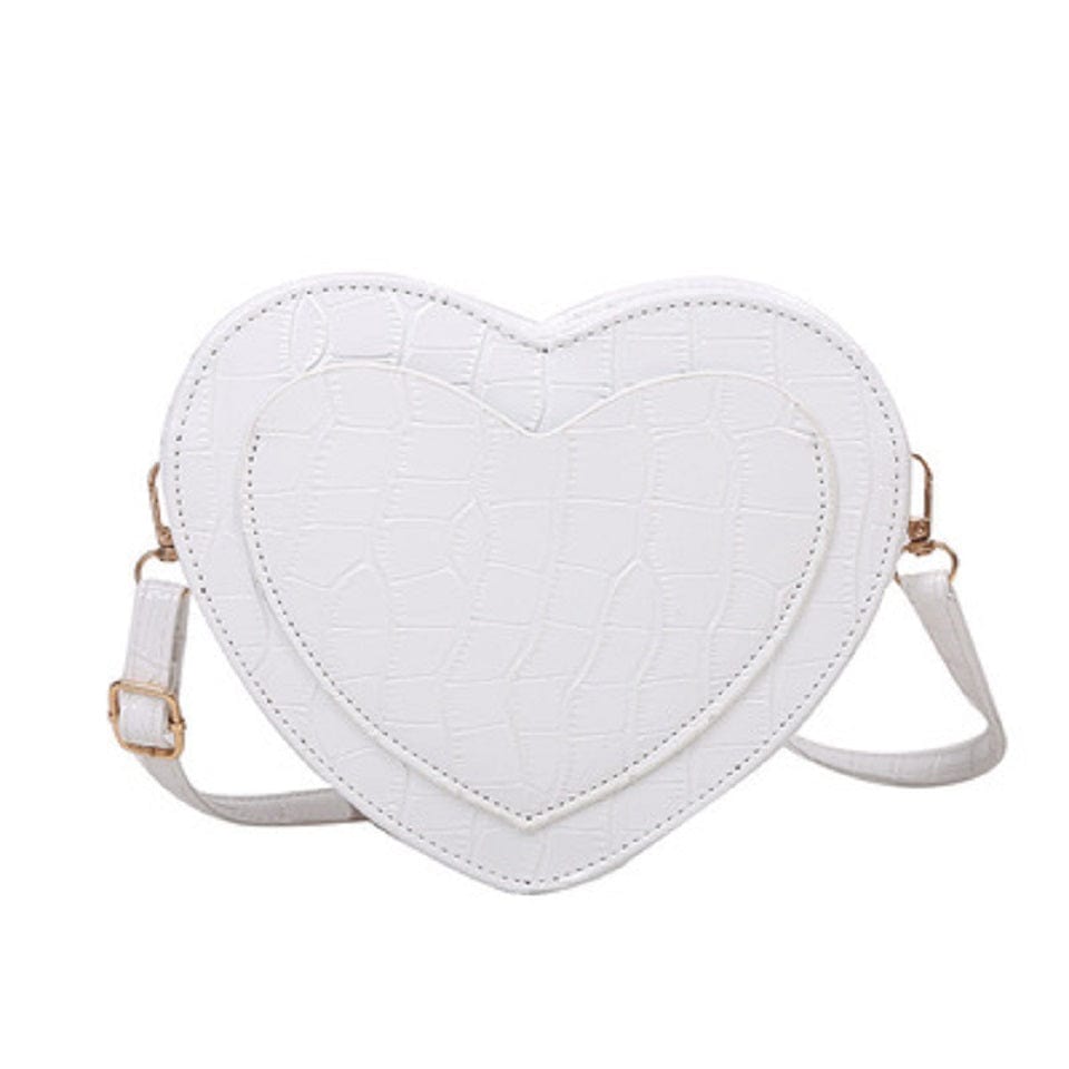 20.5*6*17.5cm / White Wholesale Cheap Pu Leather Bag Heart Shape Cross body for Ladies Crocodile Leather Mini hand bag