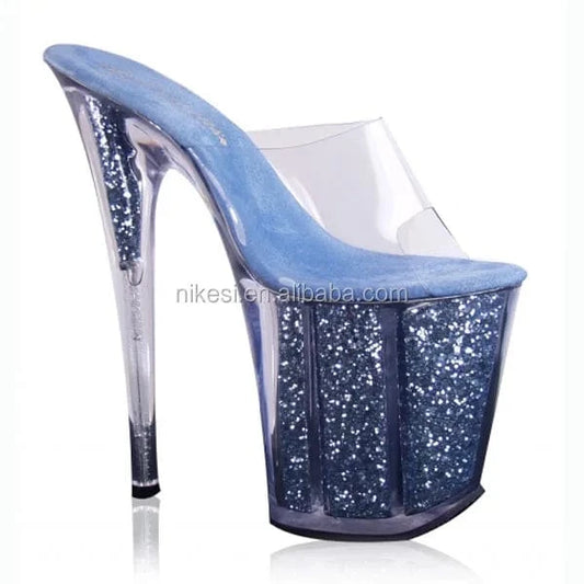 20 cm ultra-high heels sandals platform  star dinner show & club sexy transparent glass slipper