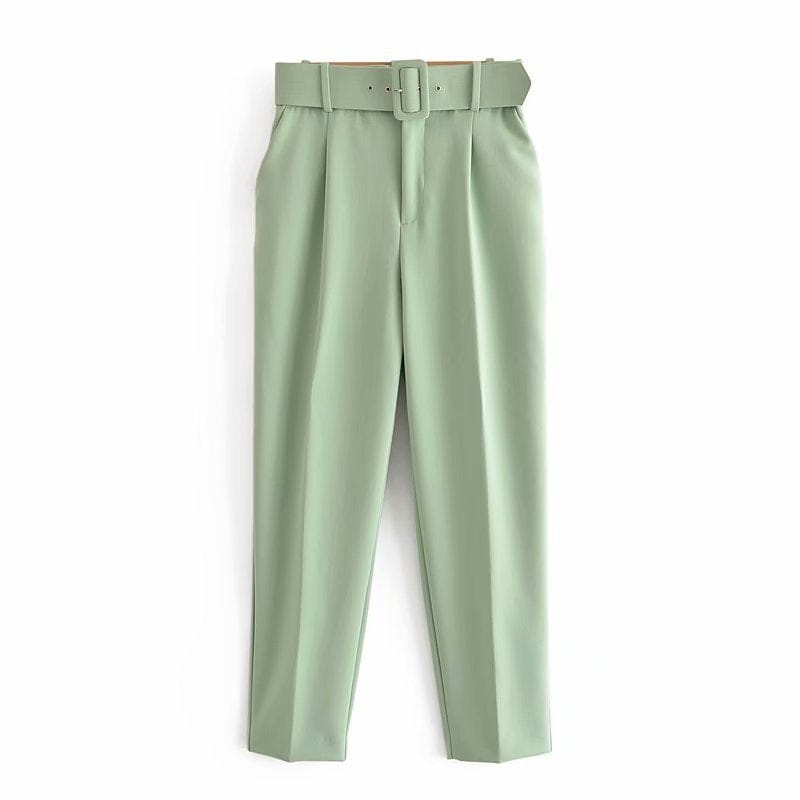 20 Colors High waist women dress harem pants with matching belt pocket casual formal office trousers for ladies