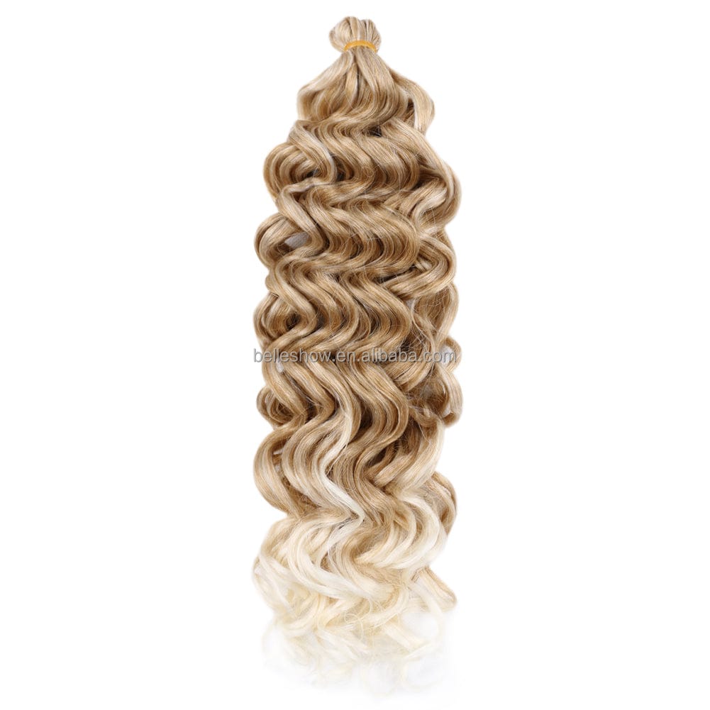 20 Inches / 27/613# Ocean Wave Braiding Hair Extensions Crochet Braids Synthetic Hair Hawaii Afro Curl Ombre Curly Blonde Water Hawaii Curl Hair