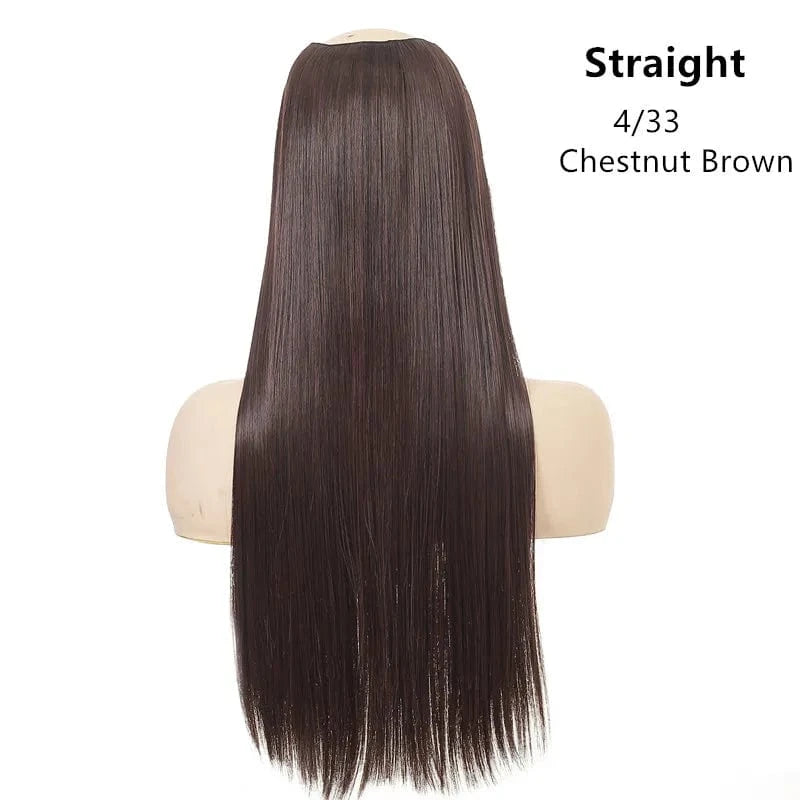 20 Inches / 4/33 SARLA 24" High Quality Hair Extension Supplies Best Synthetic Fiber Straight Clip In Hair Extensions Cheap U Part Wig For Women