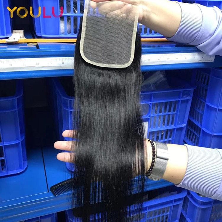 20 Inches / 4x4 closure 360 Lace Frontal Wig Short Straight Brazilian Lace Front Human Hair Wigs 180 Density Glueless Wigs For Women