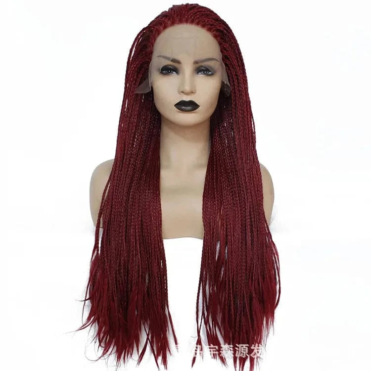 20 Inches / BUG red Best Vendor for Braided Wigs Hair Frontal Lace Box Braiding Hair 13X2.5 13X3 Density 150% Fiber French Curl Braiding Hair