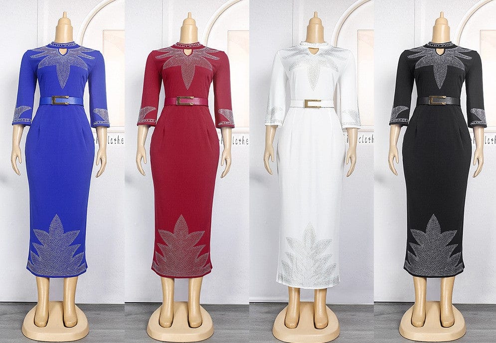 2022 African new European and American beaded evening dresses plus size long pleated dresses