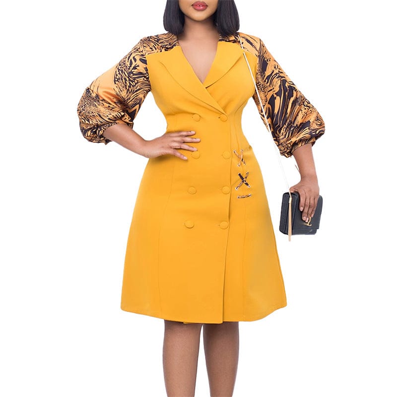 2022 Autumn And Winter Woman Clothes Sexy Office Womens Collar Suit Dress Plus Size Long Sleeve Blazer Dress Women Lady Elegant