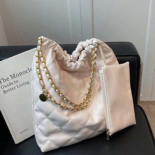 2022 Designer New Vegan Leather Purse for Ladies Inclined Shoulder Bag Lady Quilted Chains Handbags for Women Luxury Custom Logo