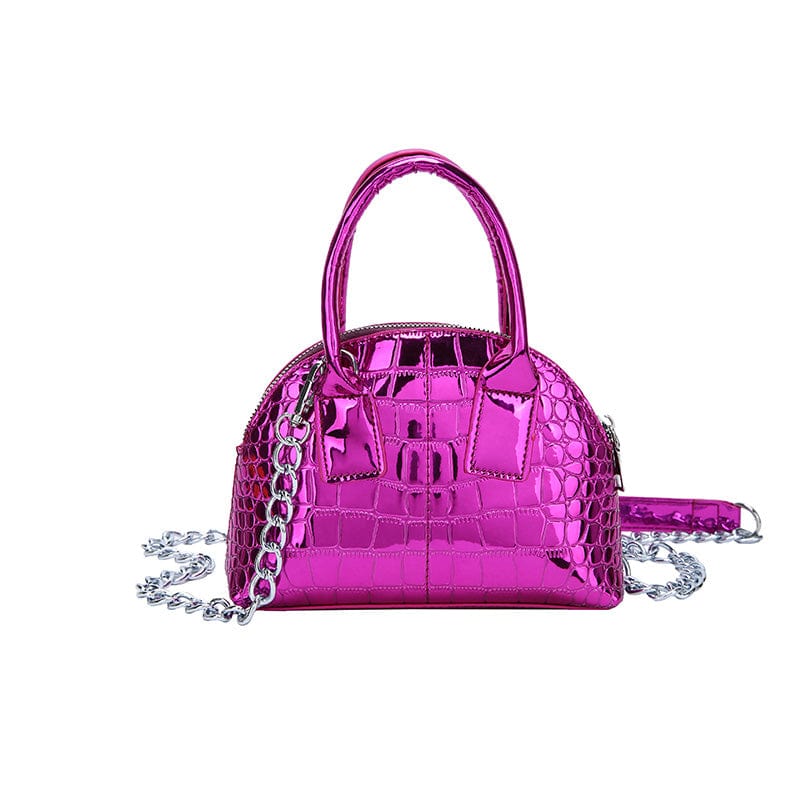 2022 Fashion Chains Design Shell Shape Handbag Small Shiny Patent Leather Bags Women Handbags Ladies Luxury