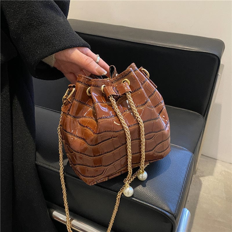 2022 Fashion Crocodile Pattern Mini Bucket Clutch Bag Small Designer Crossbody Tote Bags For Girl