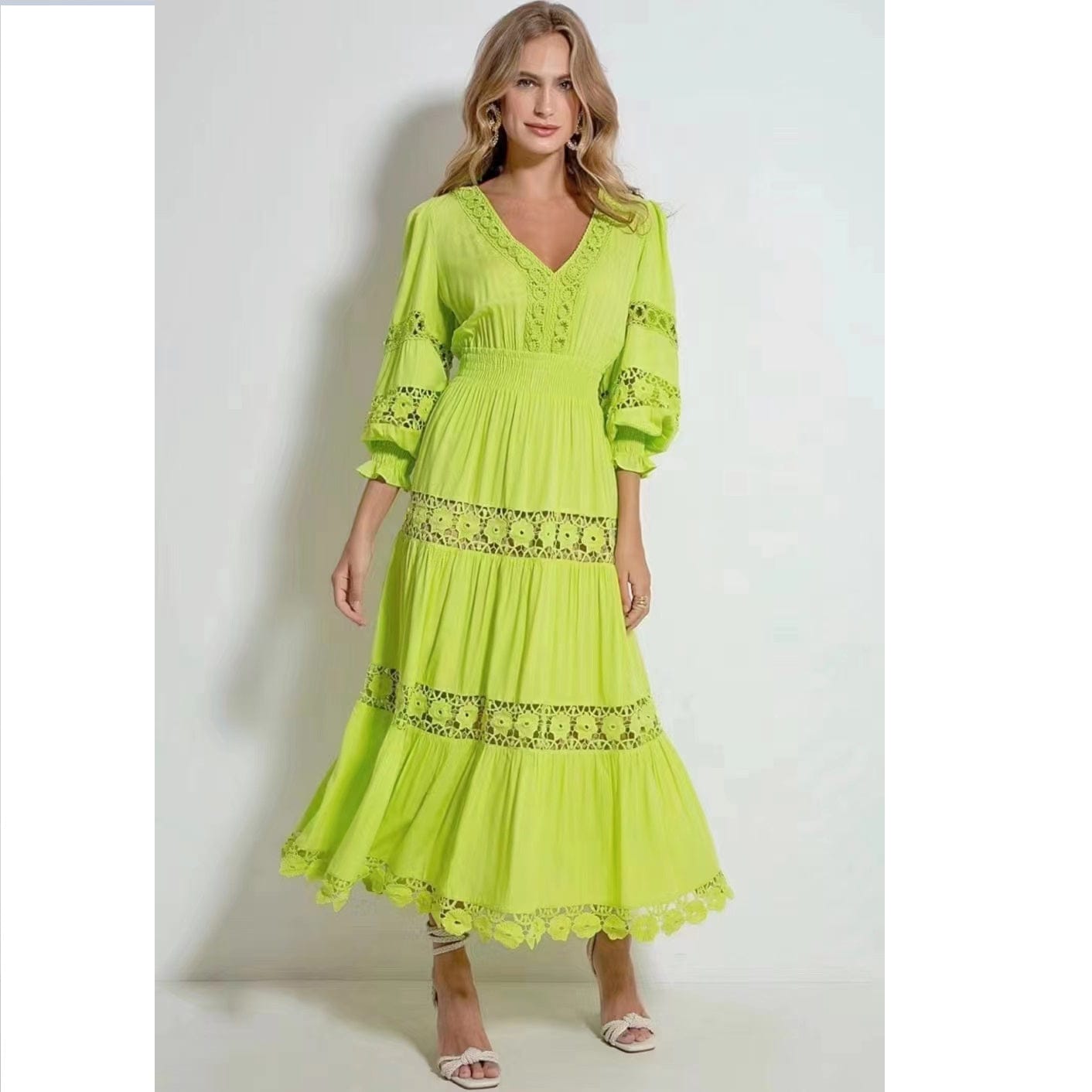 2022 Fashion New Ropa De Mujer V-neck Skirt Women's Summer Waist Slimming Vacation Beach Dress
