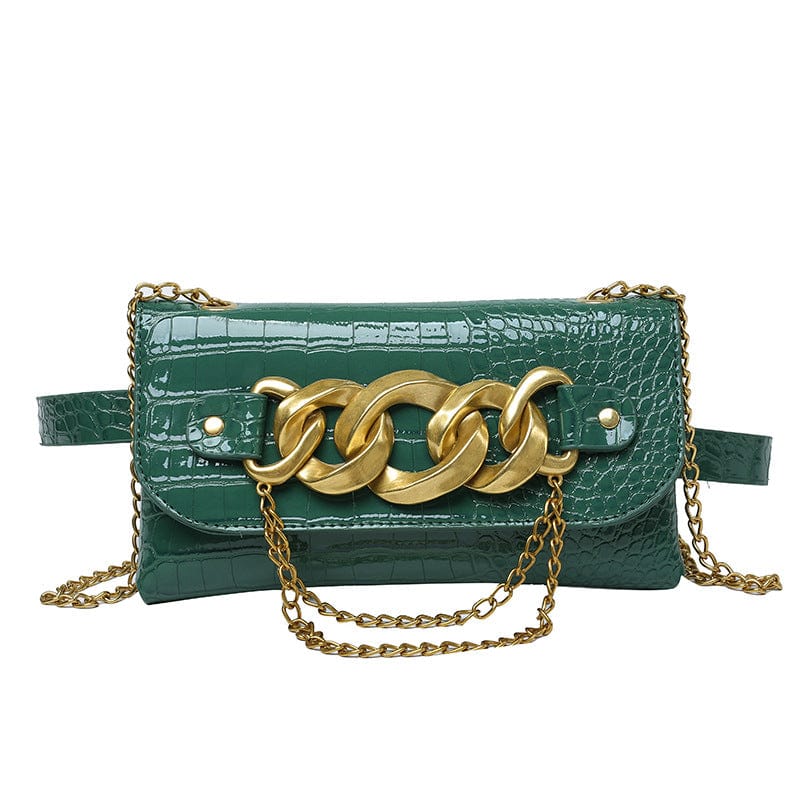2022 Fashionable Waist Fanny Purse Cuban Chain Shoulder Bags Multicolored Silver/gold/blue/red Chain Shoulder Bags For Girls