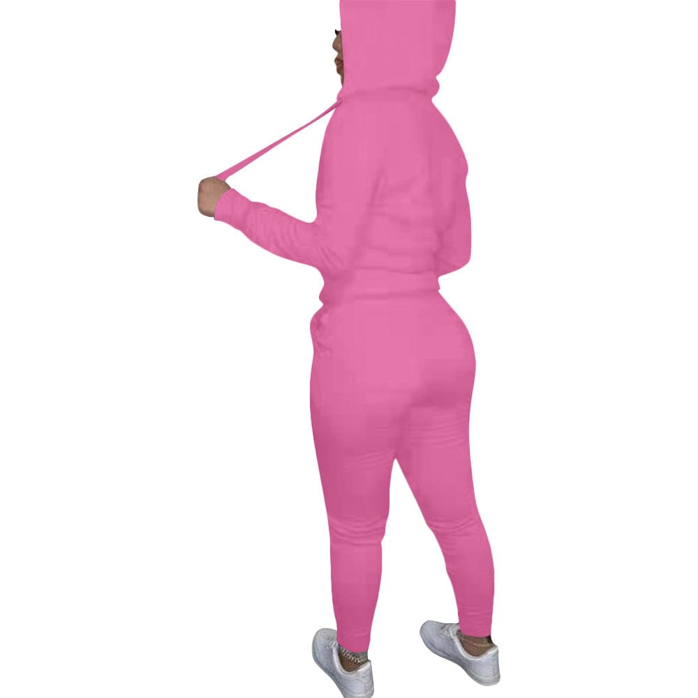 2022 High quality sexy Female Custom Logo  satin lined  2 piece Hoodie Jogger  Sweatsuit For Women