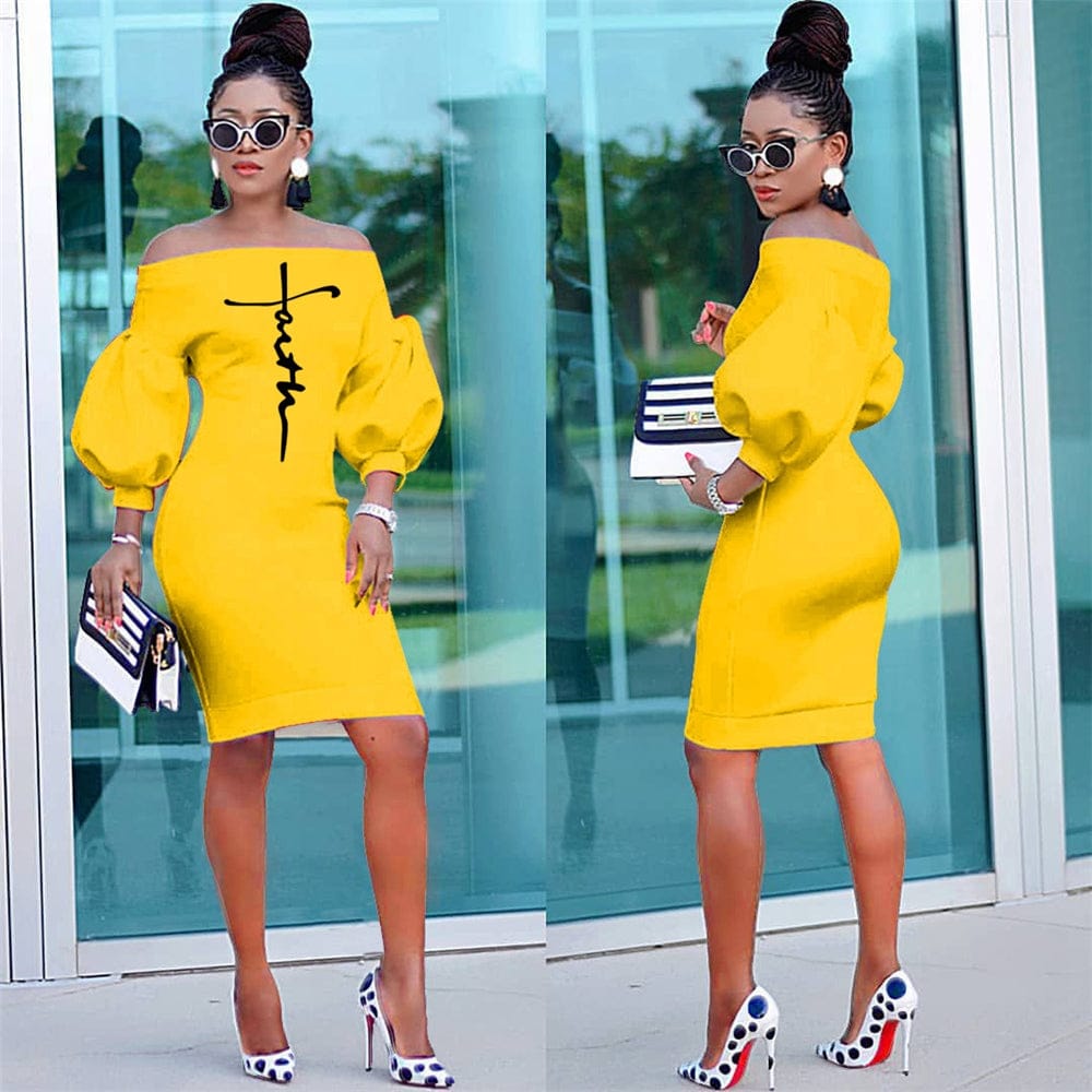 2022 Hot sale faith tops off shoulder long sleeve maxi dress ladies casual  bodycon dresses for women lounge wear faith clothes