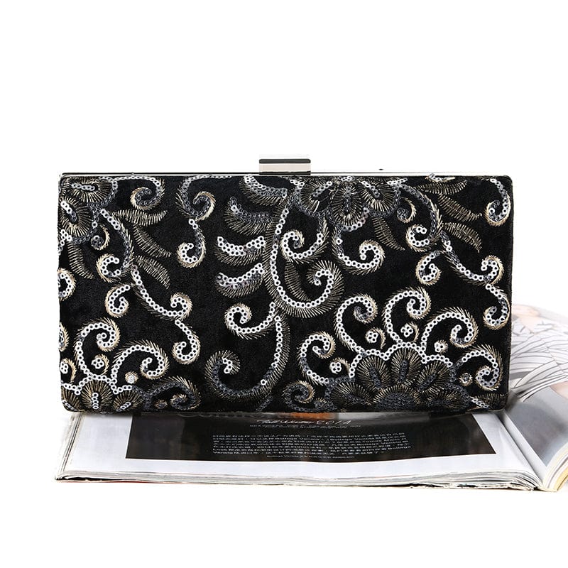 2022 Ladies Diamonds Sequin Flowers Box Clutches Wedding Bridal Party Hard Case Messenger Clutch Velvet Bag Evening Bags